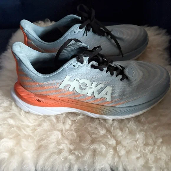 Hoka | Shoes | Hoka Sky Blue And Coral Athletic Shoes | Poshmark display picture 3